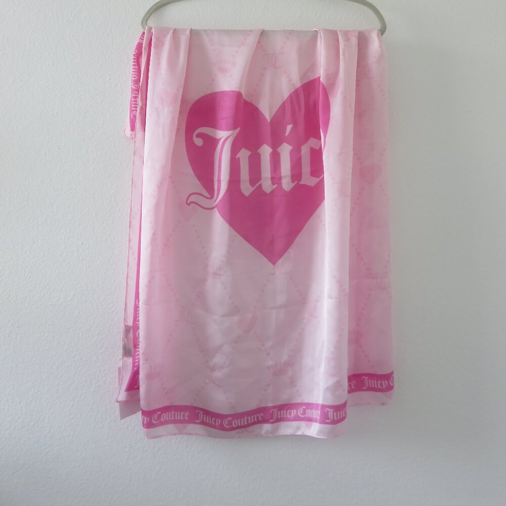(#Z-1) Juicy Couture Sheer Multi-wear Square Pink Heart JC Logo Print Sc…